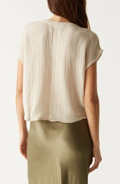 Michael Stars Evie Gauze Faux Wrap Top In Cement