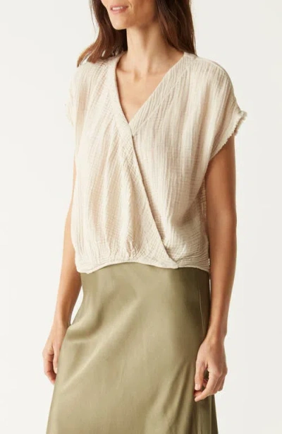 Michael Stars Evie Gauze Faux Wrap Top In Cement