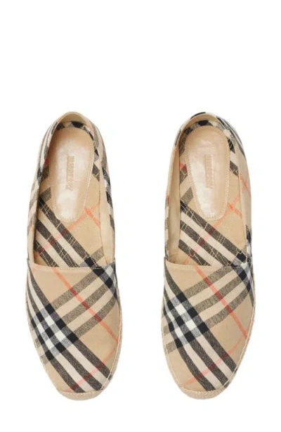Burberry Women Embroidered Canvas Espadrilles In Sand Ip Check