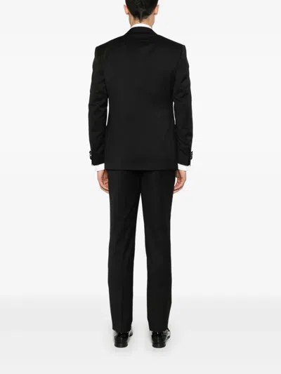 Corneliani Virgin Wool Suit In Black In Black