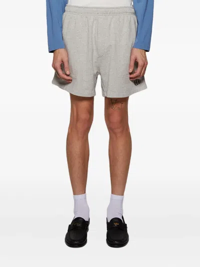 Bode Crew Side Stripe Sweat Shorts Heather Grey In Grey