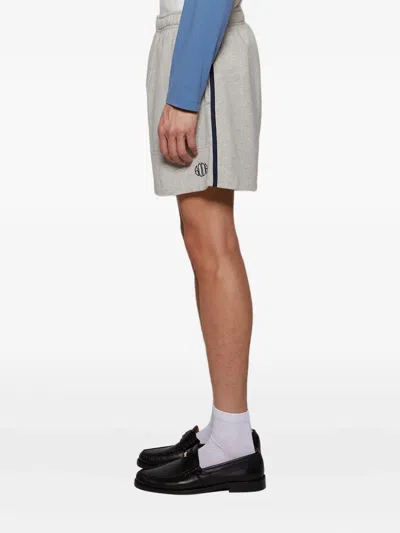Bode Crew Side Stripe Sweat Shorts Heather Grey In Grey