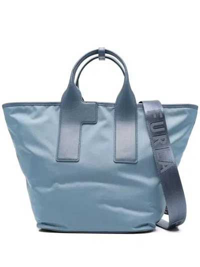 Furla Large Piuma Tote Bag In Blue