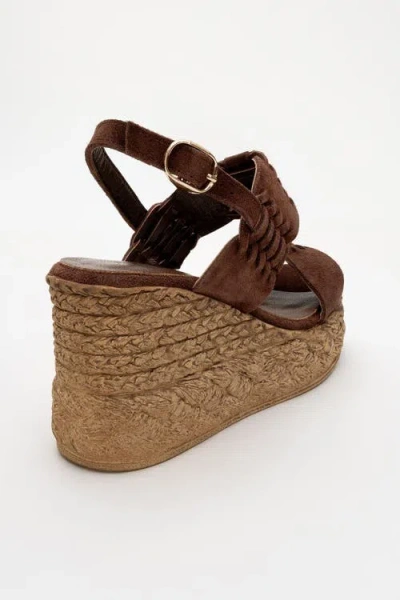 Forever & Always Shoes Olien Suede Leather Platform Espadrilles In Brown Suede Leather