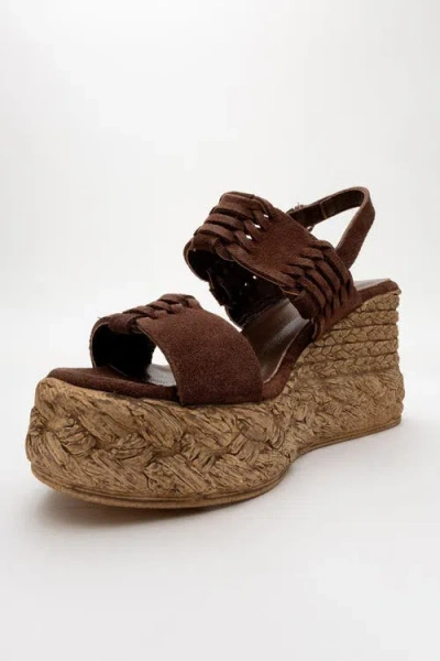 Forever & Always Shoes Olien Suede Leather Platform Espadrilles In Brown Suede Leather
