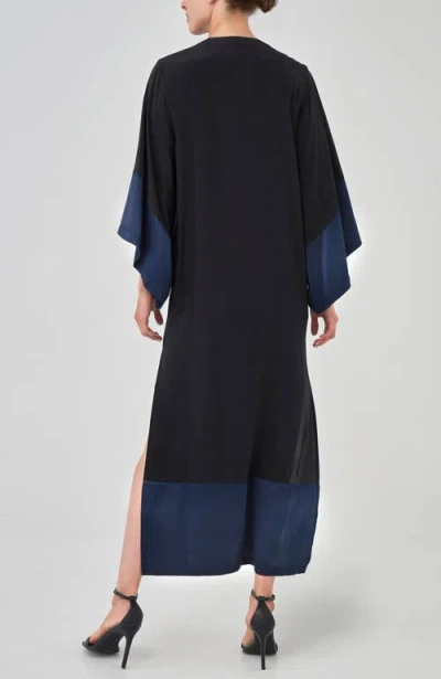 Ocean + Main Ocean+main Kimono Sleeve Silk Dress In Blue