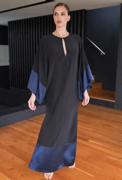 Ocean + Main Ocean+main Kimono Sleeve Silk Dress In Blue