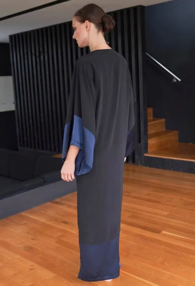 Ocean + Main Ocean+main Kimono Sleeve Silk Dress In Blue