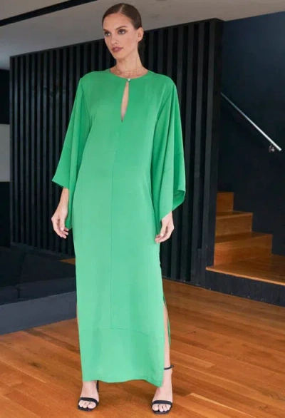Ocean + Main Ocean+main Kimono Sleeve Silk Dress In Green