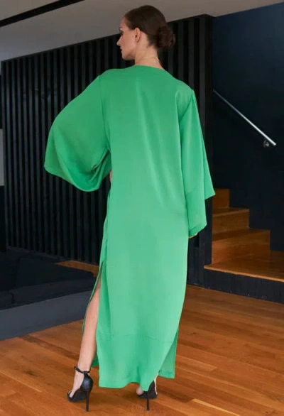 Ocean + Main Ocean+main Kimono Sleeve Silk Dress In Green