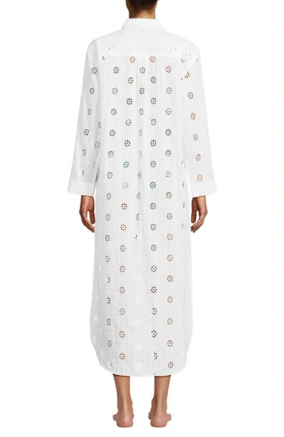 Lands' End Eyelet Button Down Maxi Cover-up Dress In White