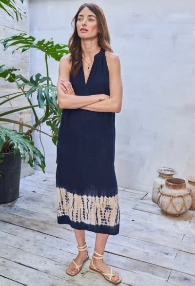 Ocean + Main Ocean+main Sleeveless Gauze Midi Dress With Pockets In Black