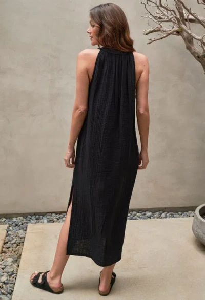 Ocean + Main Ocean+main Sleeveless Gauze Midi Dress With Pockets In Blue