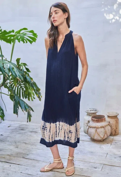 Ocean + Main Ocean+main Sleeveless Gauze Midi Dress With Pockets In Black