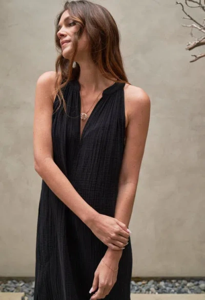 Ocean + Main Ocean+main Sleeveless Gauze Midi Dress With Pockets In Blue