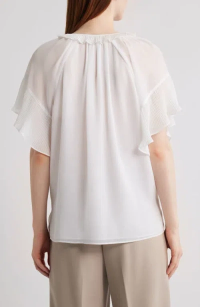 Kobi Halperin Ruffle Flutter Sleeve Chiffon Top In White