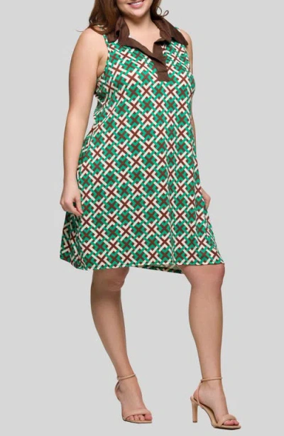 24seven Comfort Apparel Women's Sleeveless Collared Mini Dress In Green