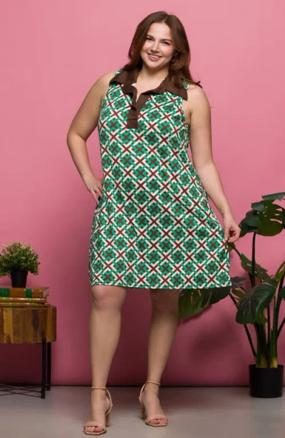 24seven Comfort Apparel Women's Sleeveless Collared Mini Dress In Green