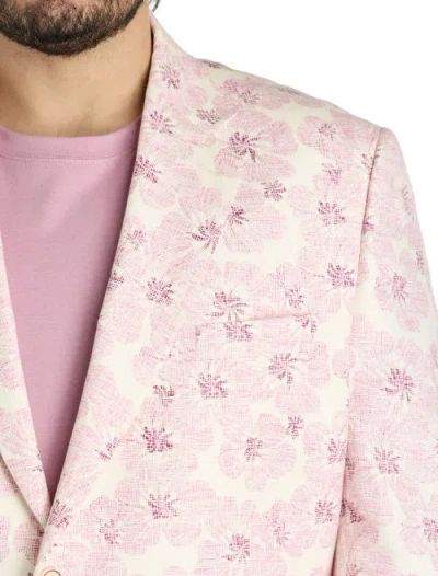 Tallia Men's Slim-fit Printed Notch-lapel Sport Coat In Pink,white