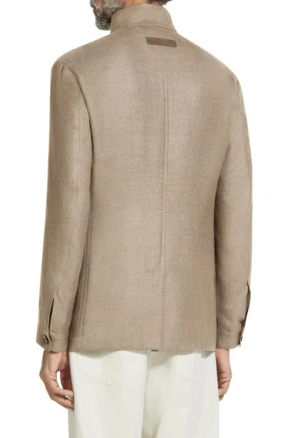 Zegna Beige Linen And Wool Il Conte Jacket In Light Taupe