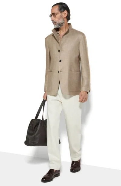 Zegna Beige Linen And Wool Il Conte Jacket In Light Taupe
