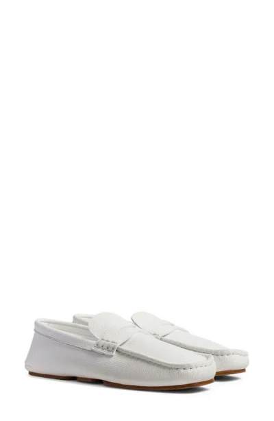 Khaite Billy Grained Leather Moc-toe Penny Loafers In Optic White