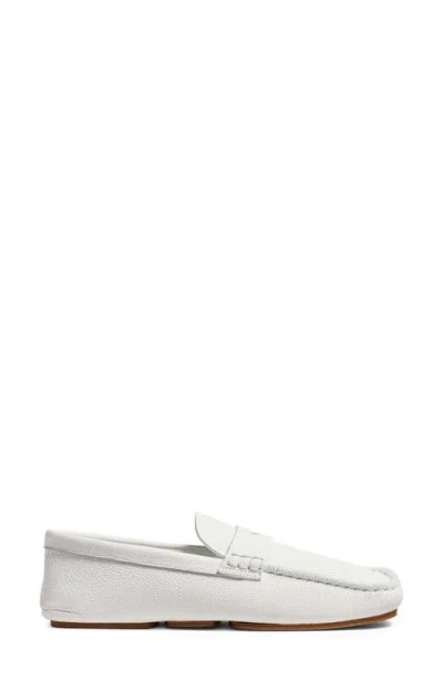 Khaite Billy Grained Leather Moc-toe Penny Loafers In Optic White