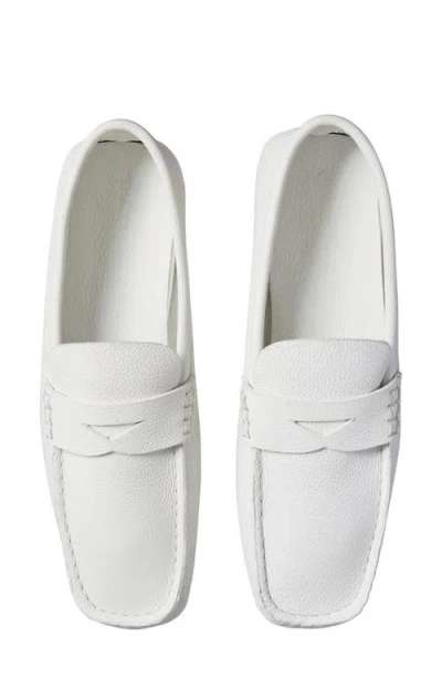 Khaite Billy Grained Leather Moc-toe Penny Loafers In Optic White