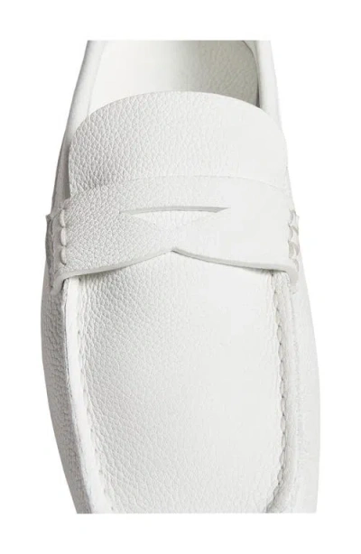 Khaite Billy Grained Leather Moc-toe Penny Loafers In Optic White
