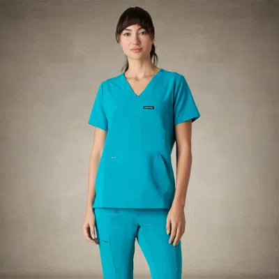 Members Only Siena 5-pocket V-neck Scrub Top In Blue