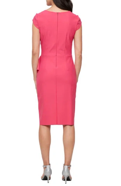 Alex Evenings Women's Contour Square-neck Tulip-overlay Dress In Geranium