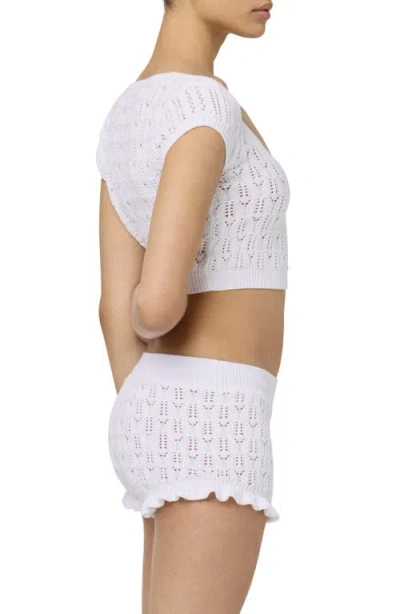 Florence By Mills Pointelle Knit Shorts In Bright White