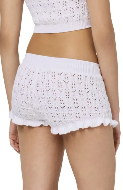 Florence By Mills Pointelle Knit Shorts In Bright White