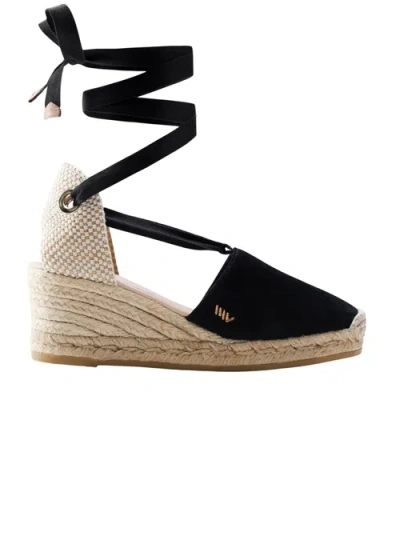 Viscata Fosca Suede Espadrille Wedges In Black
