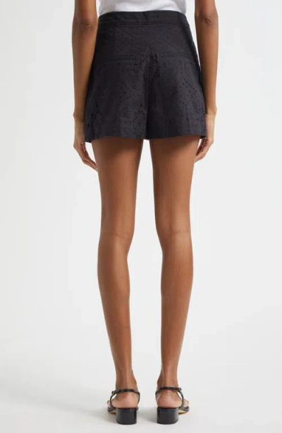 Veronica Beard Fabian Broderie Anglaise Cotton Shorts In Black