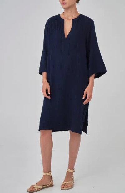 Ocean + Main Ocean+main Short Gauze Tunic Dress With Pockets In Animal Print