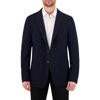 Victor Emmanuel Textured Stretch Seersucker Sport Coat In 422 Navy