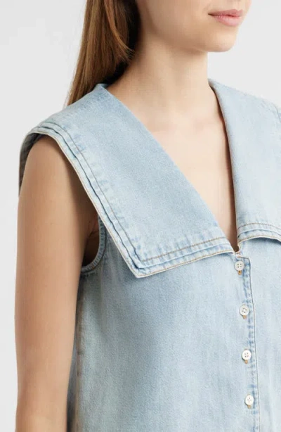 Frame The Yacht Denim Sleeveless Top In Attention