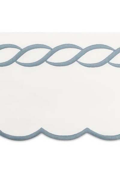 Matouk Classic Chain Scallop 600 Thread Count Flat Sheet In Hazy Blue