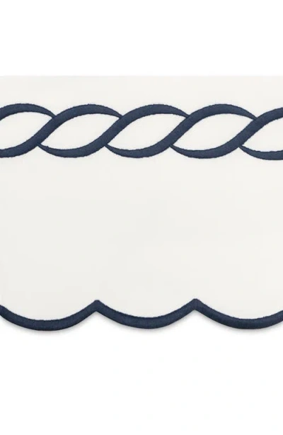 Matouk Classic Chain Scallop 600 Thread Count Flat Sheet In Navy