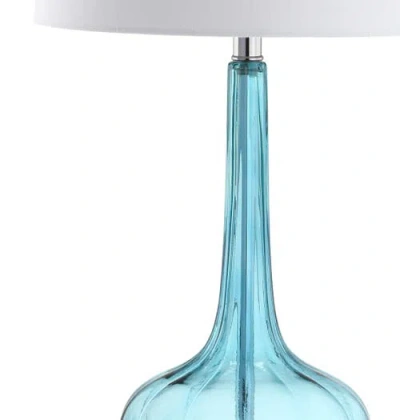 Jonathan Y Bette 28.5" Glass Teardrop Led Table Lamp In Aqua