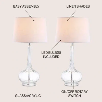 Jonathan Y Bette 28.5" Glass Teardrop Led Table Lamp In Clear