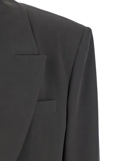 Saint Laurent Grey Single-breasted Jacket With Peak Revers In Silk Woman In Grey