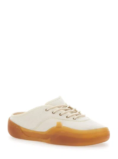 Erl 'low Skate Mule' White Low Top Sneakers With Contrasting Sole In White