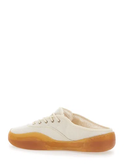 Erl 'low Skate Mule' White Low Top Sneakers With Contrasting Sole In White