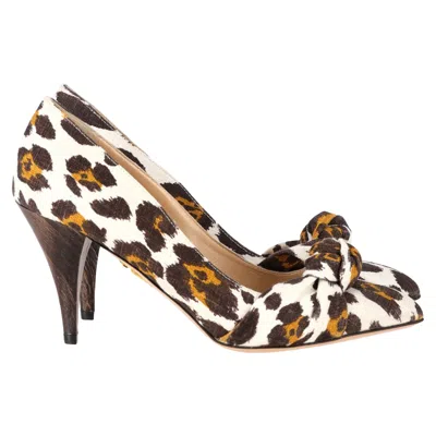 Charlotte Olympia Twist Knot Pumps In Animal Print Canvas In Multi
