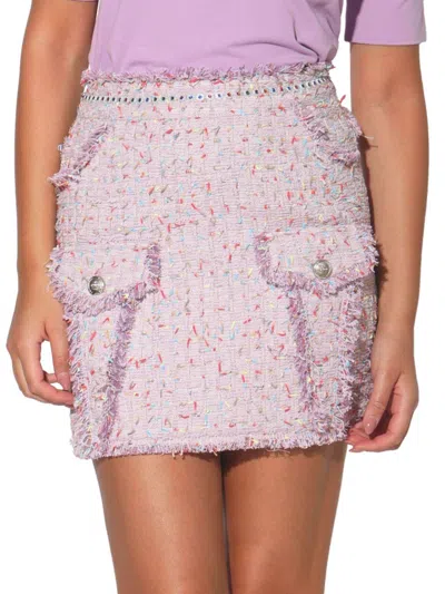 Walter Baker Grace Tweed Skirt In Lilac