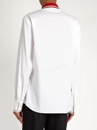 Miu Miu Lace-paneled Embellished Cotton-poplin Shirt In White Multi ...