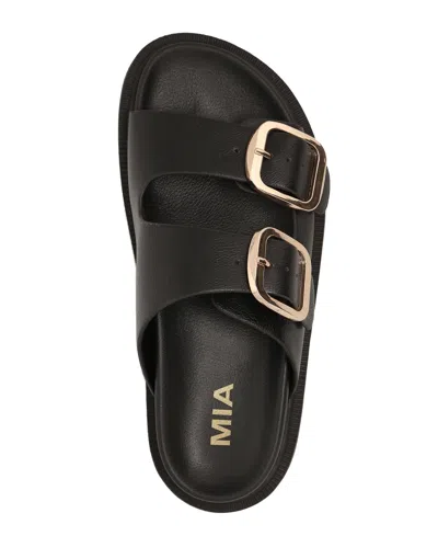 Mia Women's Gen Double Buckle Flat Slide Sandals In Black