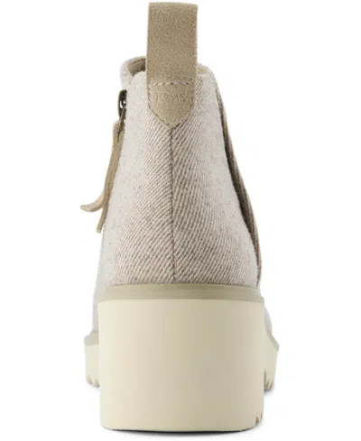 Toms Women's Maude Shimmer Twill Wedge Boot In Shimmer Natural